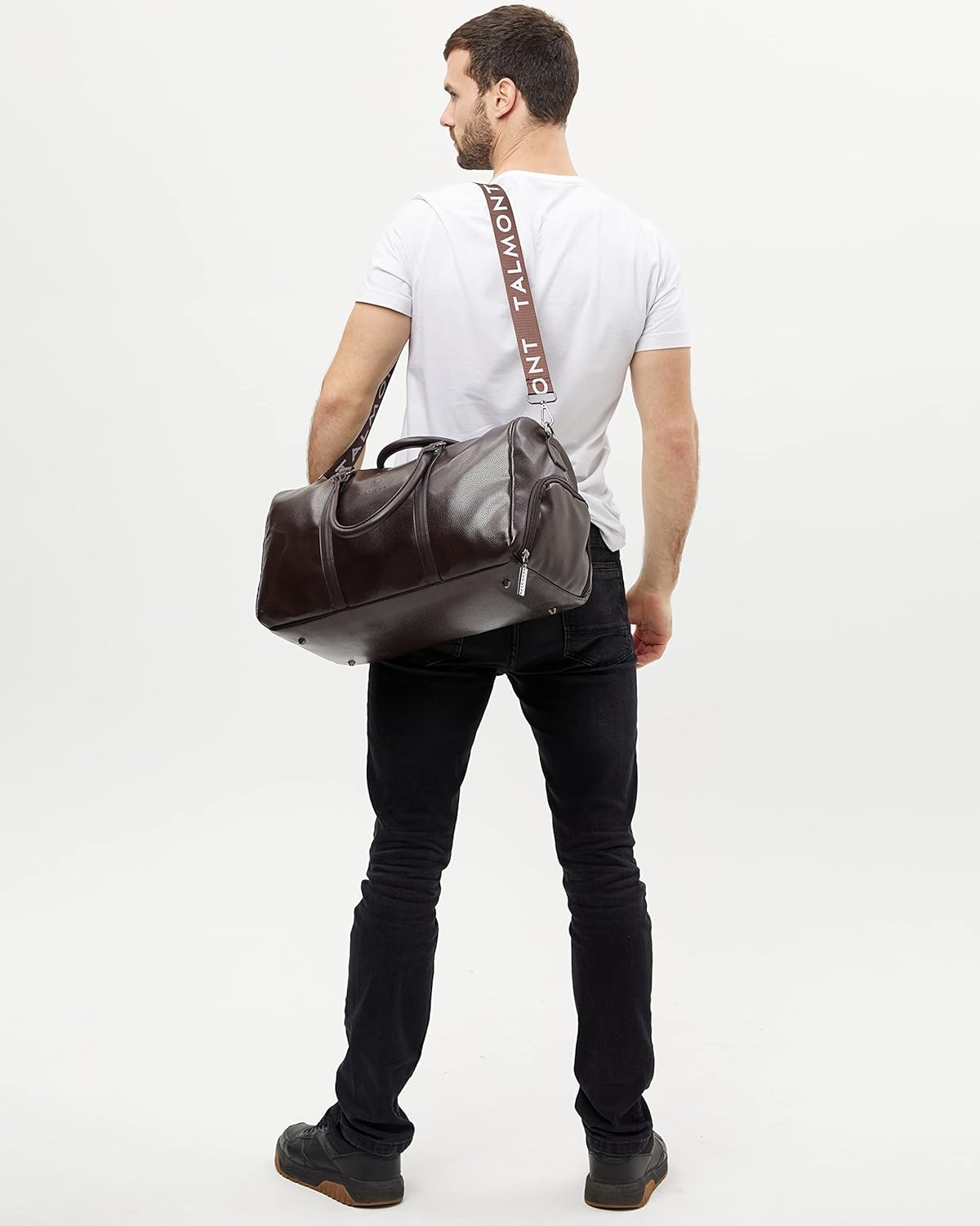 Gym Duffle Leather Bag with Shoe Compartment for Sports Travel