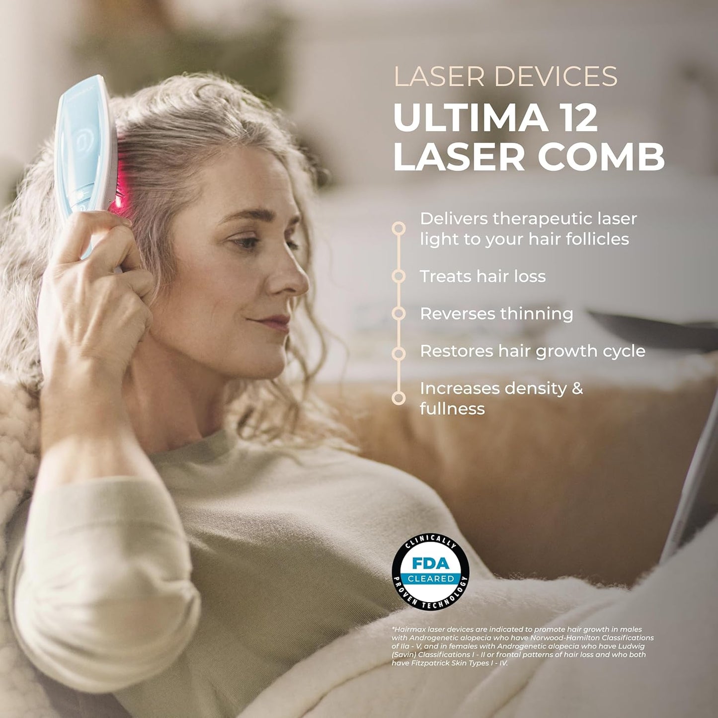 HairMax ULTIMA 12 LaserComb - Stimulates Hair Growth
