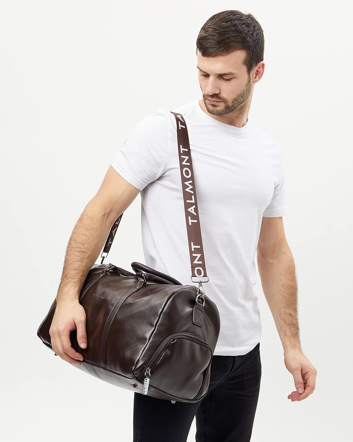 Gym Duffle Leather Bag with Shoe Compartment for Sports Travel