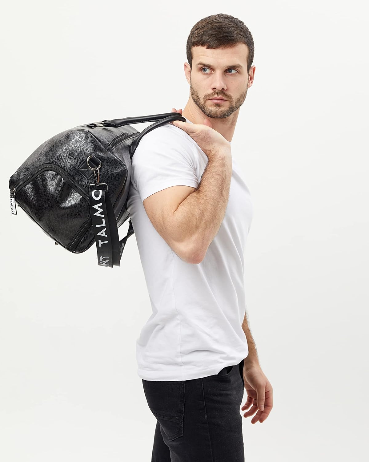 Gym Duffle Leather Bag with Shoe Compartment for Sports Travel