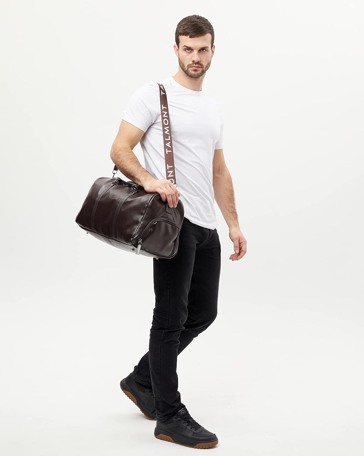 Gym Duffle Leather Bag with Shoe Compartment for Sports Travel