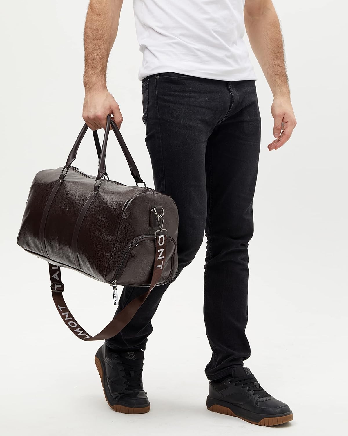 Gym Duffle Leather Bag with Shoe Compartment for Sports Travel