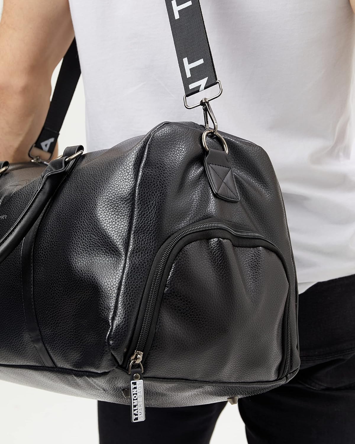 Gym Duffle Leather Bag with Shoe Compartment for Sports Travel