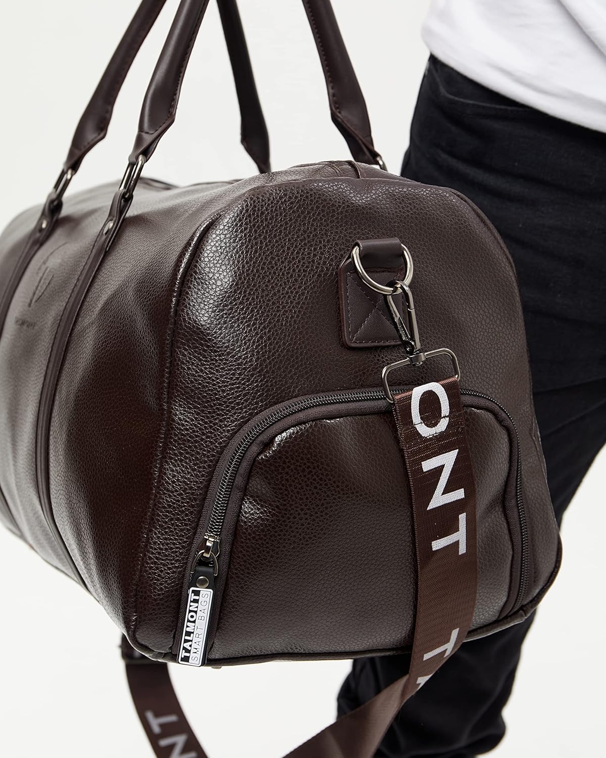 Gym Duffle Leather Bag with Shoe Compartment for Sports Travel