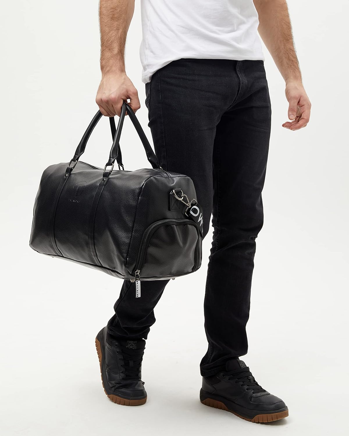 Gym Duffle Leather Bag with Shoe Compartment for Sports Travel