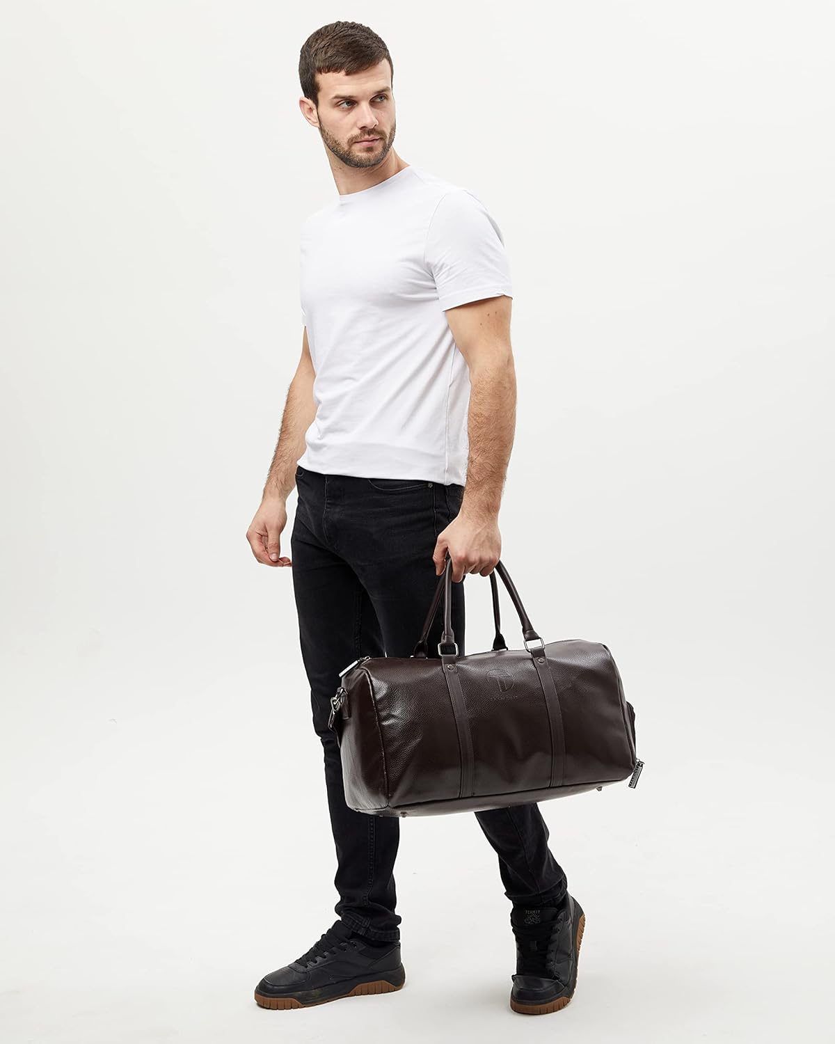 Gym Duffle Leather Bag with Shoe Compartment for Sports Travel