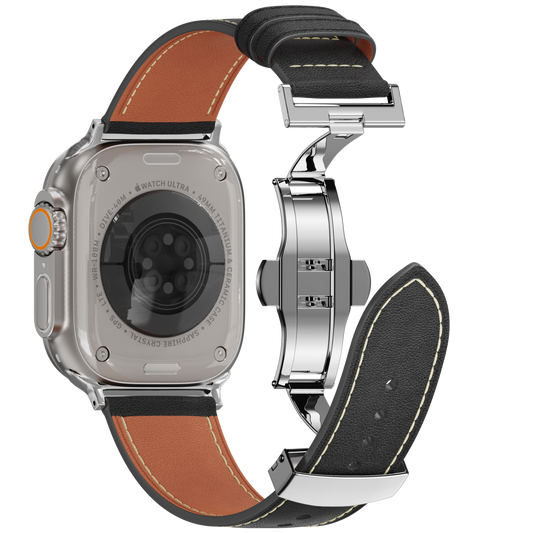 Affordable Genuine Leather Butterfly Buckle Band for Apple Watch