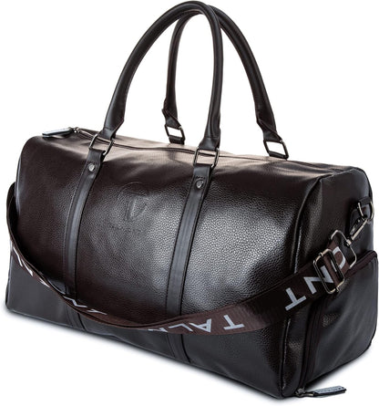 Gym Duffle Leather Bag with Shoe Compartment for Sports Travel