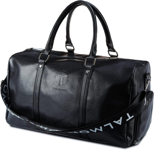 Gym Duffle Leather Bag with Shoe Compartment for Sports Travel