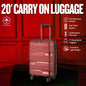 20-inch Red Carry-On Hardcase Roller Luggage with 360° Wheels