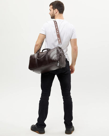 Gym Duffle Leather Bag with Shoe Compartment for Sports Travel
