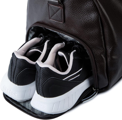 Gym Duffle Leather Bag with Shoe Compartment for Sports Travel