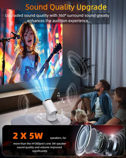 Pro Mini Portable Smart Projector with Android 13, Full HD, WiFi 6, Bluetooth 5.0, Built-in Apps for Netflix & YouTube – Works with Phone, Laptop, TV, HDMI, PS5