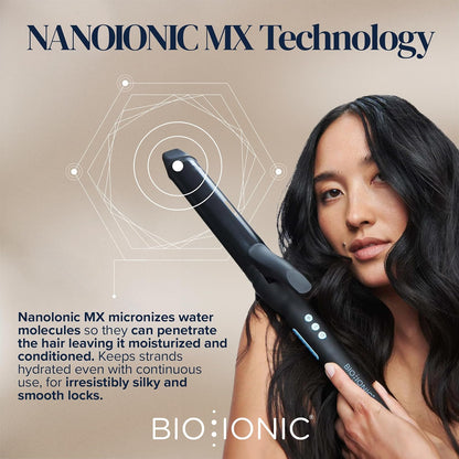 Bio Ionic Long Barrel Styler, Curling Iron with Moisture Heat Technology & NanoIonic MX