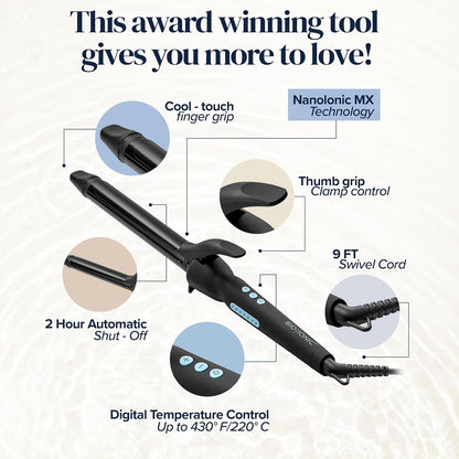 Bio Ionic Long Barrel Styler, Curling Iron with Moisture Heat Technology & NanoIonic MX