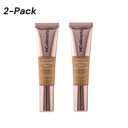 Two MCoBeauty Miracle Flawless Skin Foundation tubes on a white background