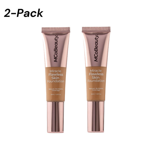 Two MCoBeauty Miracle Flawless Skin Foundation tubes on a white background