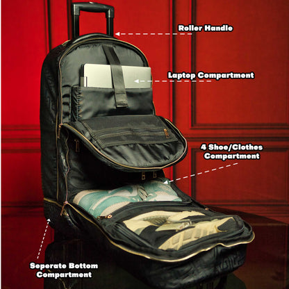 Grey Leather Carry-On Patented Roller Bag