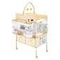 Baby Changing Table, Foldable Diaper Change Station with 2 Fabric Drawers, Side Basket & Hanging Rod, Adjustable Height Portable Changing Table with Lockable Wheels & 2 Star Toys, Light Beige