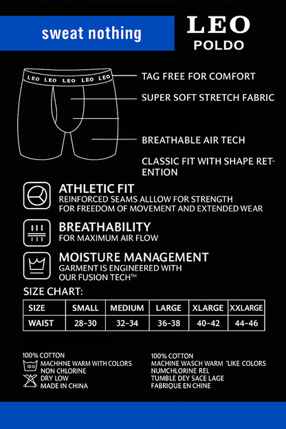 3-Pack LEO Poldo Men’s Performance Boxer Briefs