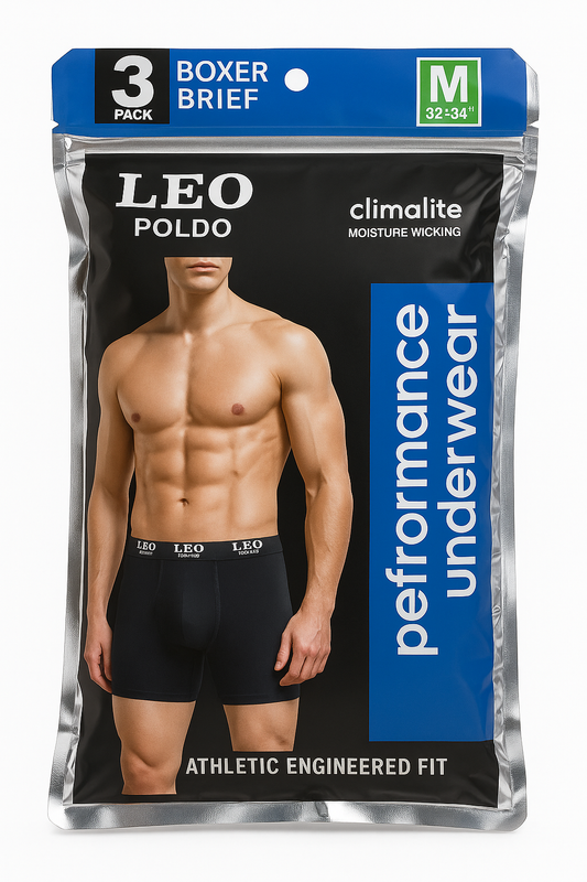 3-Pack LEO Poldo Men’s Performance Boxer Briefs